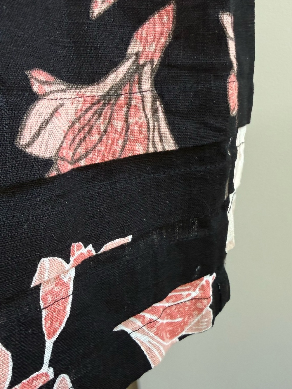 Nicole Miller Black Midi Dress with Pink and Cream Floral Design - Picture 9 of 11
